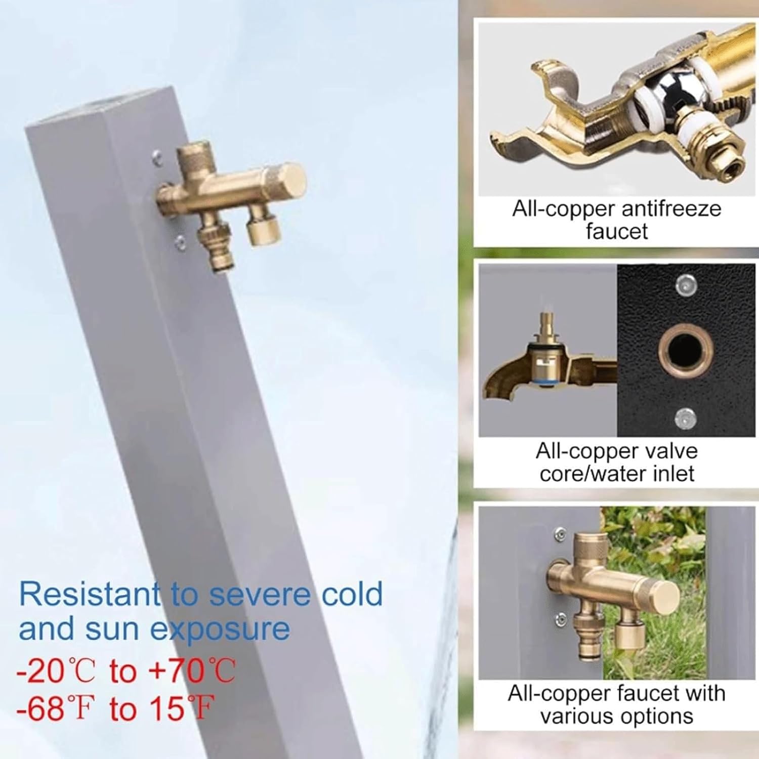 Stainless Steel Garden Water Column Tap - 31.5" Double Outlet Hydrant Faucet, Outdoor Floor Mount Square Water Post for Efficient Irrigation and Watering