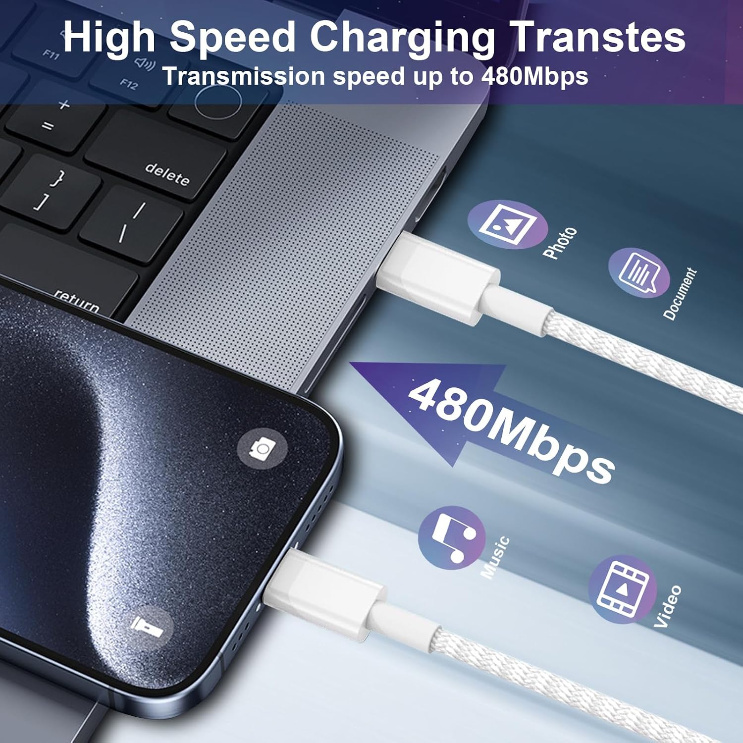 Charger for ipad 10th Generation,ipad 10th Generation Charging Cord,USB c to c Cable 6ft, 60W Fast Type C to C Charger Cord(2Pack), for iPhone 17/16/15 Series, iPad Pro/Air,MacBook image 4