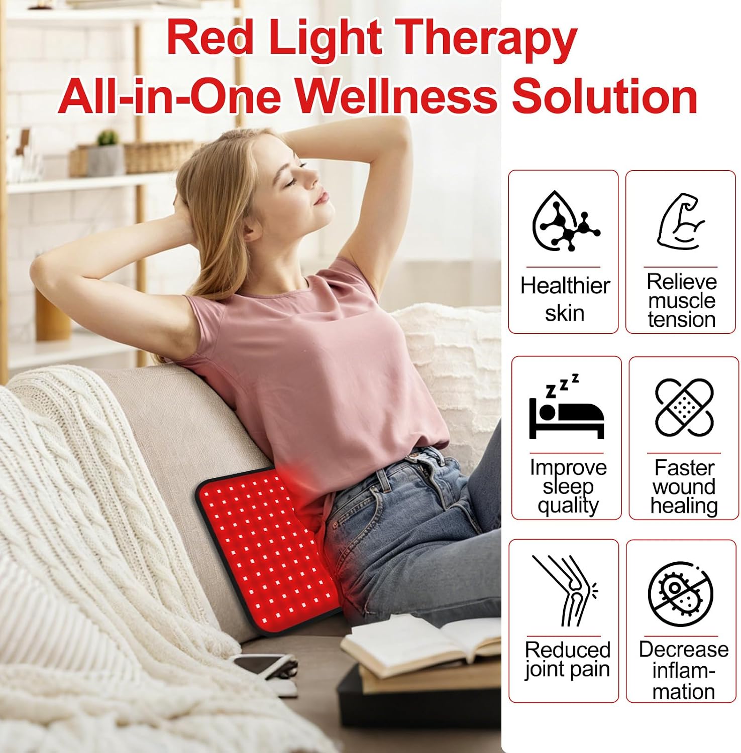 Red Light Therapy Mat with 253 LEDs, 24" x 12", FSA&HSA,660nm & 850nm