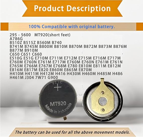295-5600 Replacement Battery for Citizen Watch Capacitor - MT920 Model Compatible with Eco Drive C650 E810 E811 7821 B620