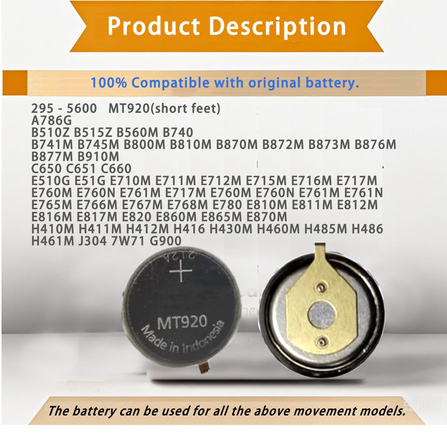 295-5600 MT920 - Batería de repuesto para condensador de reloj Citizen 295-56 compatible con Eco Drive C650 E810 E811 7821 B620