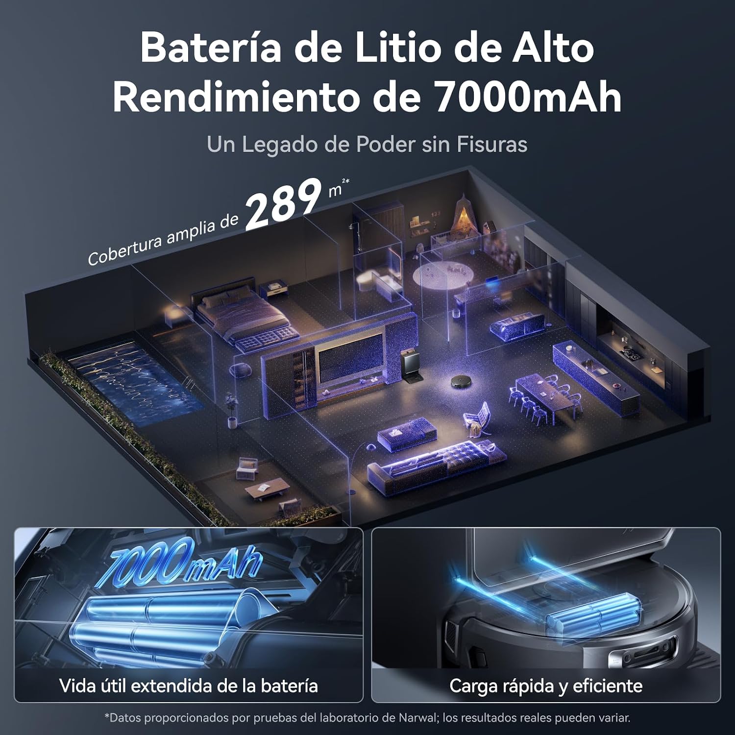 NARWAL Flow 2 Robot Aspirador, Estación Todo en Uno Compacta, Rodillo Lavador Alargado, Lavado FlowWash a 60 °C, Potencia de aspiración de 31000 Pa, Tecnología CarpetFocus™ 11