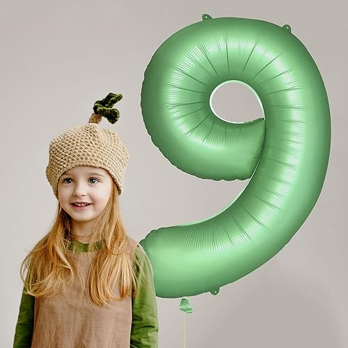 Miniatura 5 de Globos verdes del número 7 de 40 pulgadas, decoración de fiesta verde mate, globo retro grande verde oliva para fiestas temáticas de zoológico