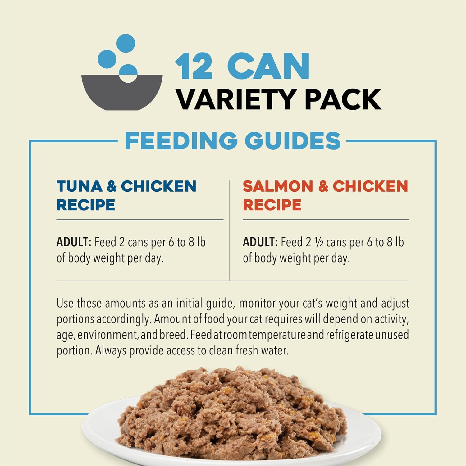 ACANA Premium Pate Wet Cat Food in Bone Broth Variety Pack: Salmon & Chicken + Tuna & Chicken Recipes 3oz Cans (12 Count, 6 of Each)