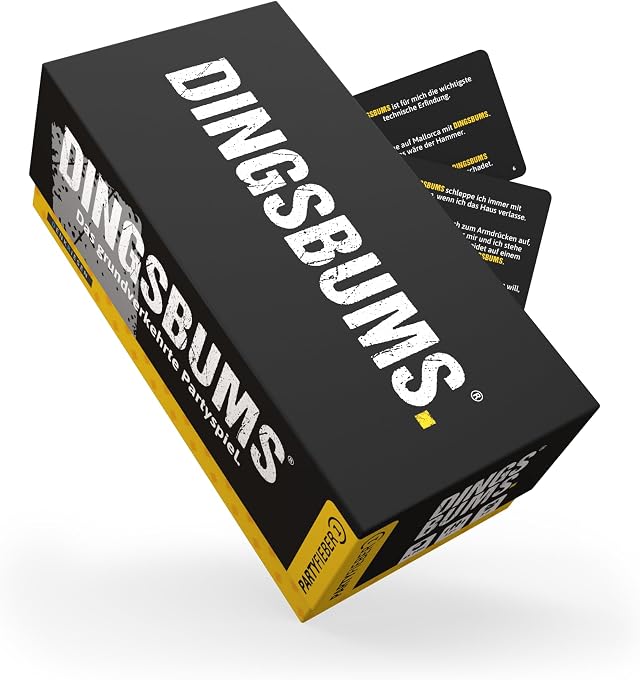 DENKRIESEN - PARTYFIEBER - DINGSBUMS Grundverkehrtes Partyspiel | 336 Karten - 900 lustige Sätze | Familienspiel | Partyspiel | Geschenkidee | Ostergeschenk | Für Jung & Alt | Spaß garantiert! | 336 Karten mit 900 lustigen Sätzen für abwechslungsreiche Party- und Familienspielrunden.