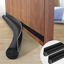 2 x 96 cm Black Door Stopper, Insulation Door Bottom for Interior and Exterior Draught Protection (Black)