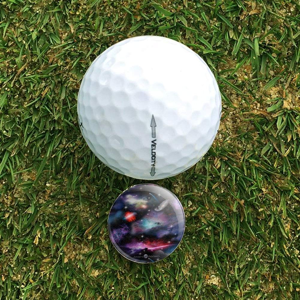 review GRAPHICS & MORE Space Galaxies Nebula Shooting Stars Pattern Golf Hat Clip with Magnetic Ball Marker