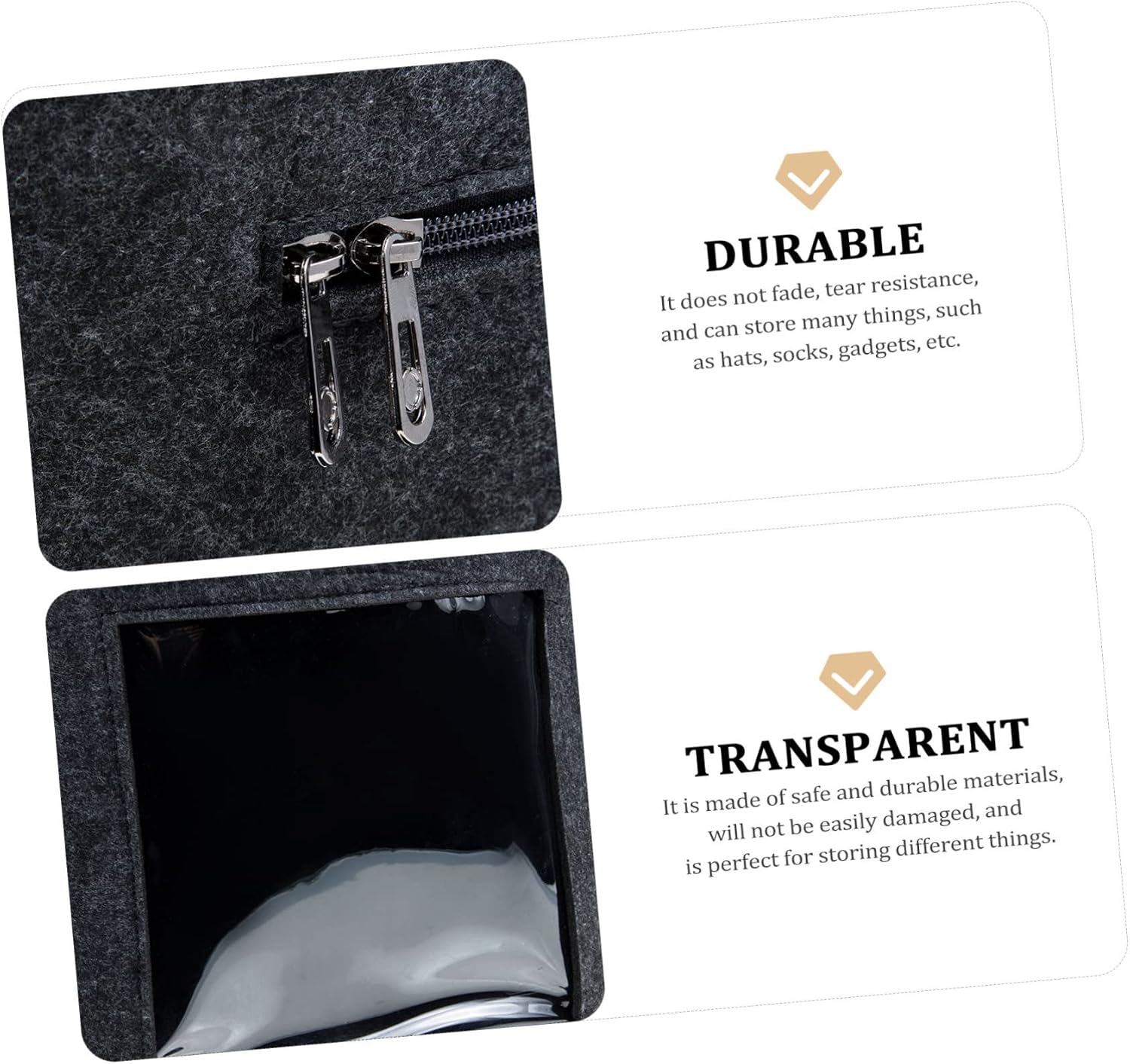 Cabilock Desktop Sock Box Convenient Storage for Hats Socks and Items Felt Organizer for Home and Travel