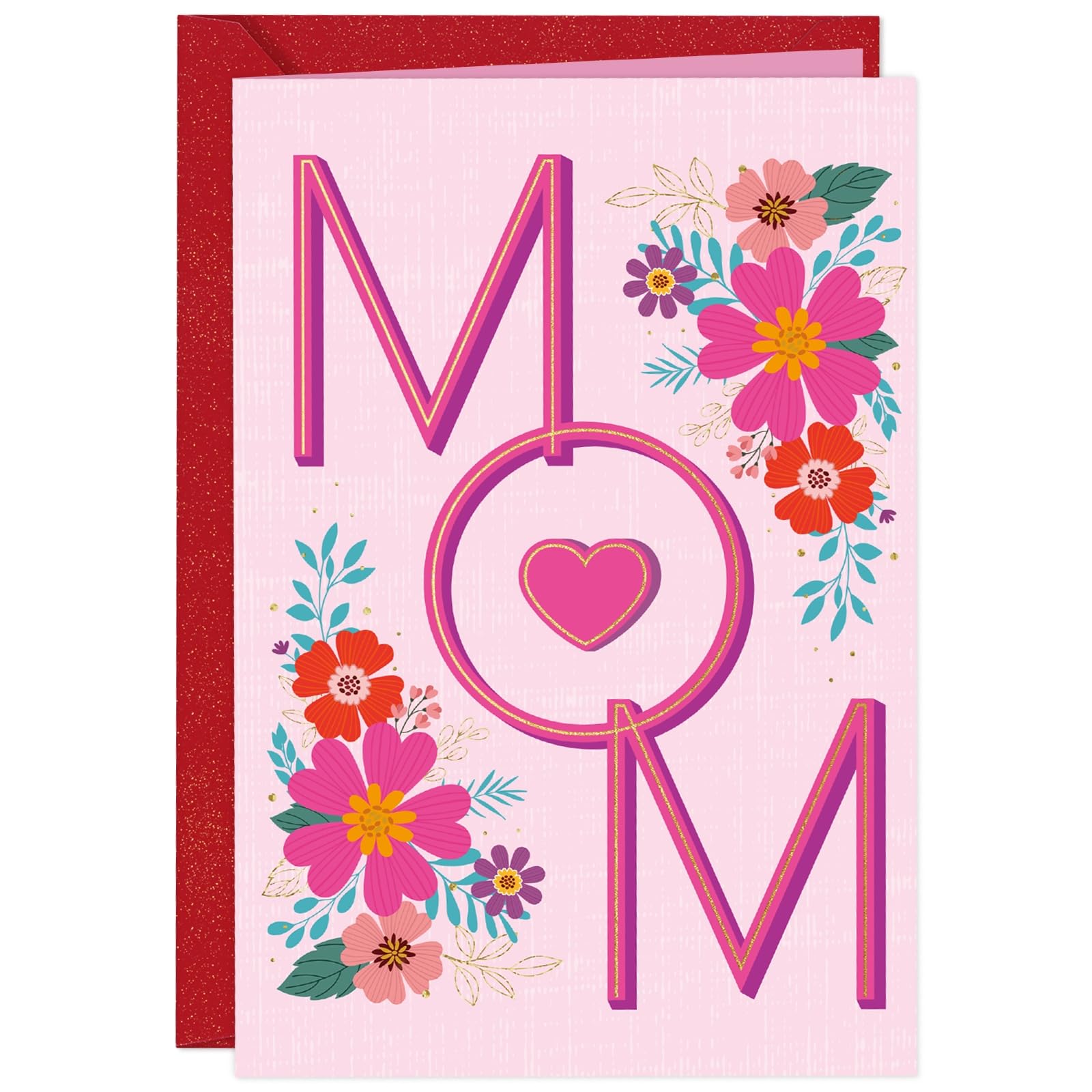 FaCraft Mom Birthday Card - Large 5.5x8 Inch Birthday Card for Mother with Gold Foil - Heartfelt Happy Birthday Card Mom from Daughter, Son or Us,