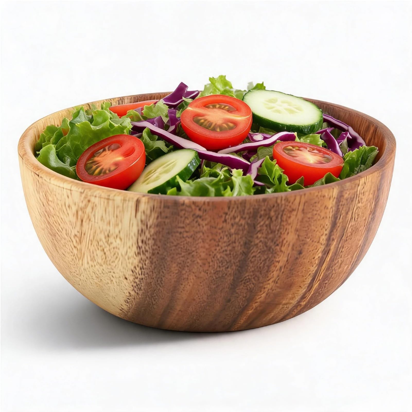 Tomotato 16*7Cm Acacias Wooden Bowl Wooden Salad Bowl Fruit Bowl Round Dinnerware For Serving Salad Fruits Pasta And Snacks Hand Made Wooden Bowl Kitchen Utensils(16 * 7Cm)