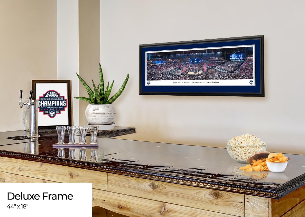 2024 NCAA Basketball National Champions, UCONN Huskies - Double Mat, Deluxe Framed Picture by Blakeway Panoramas (44"W x 18"H)