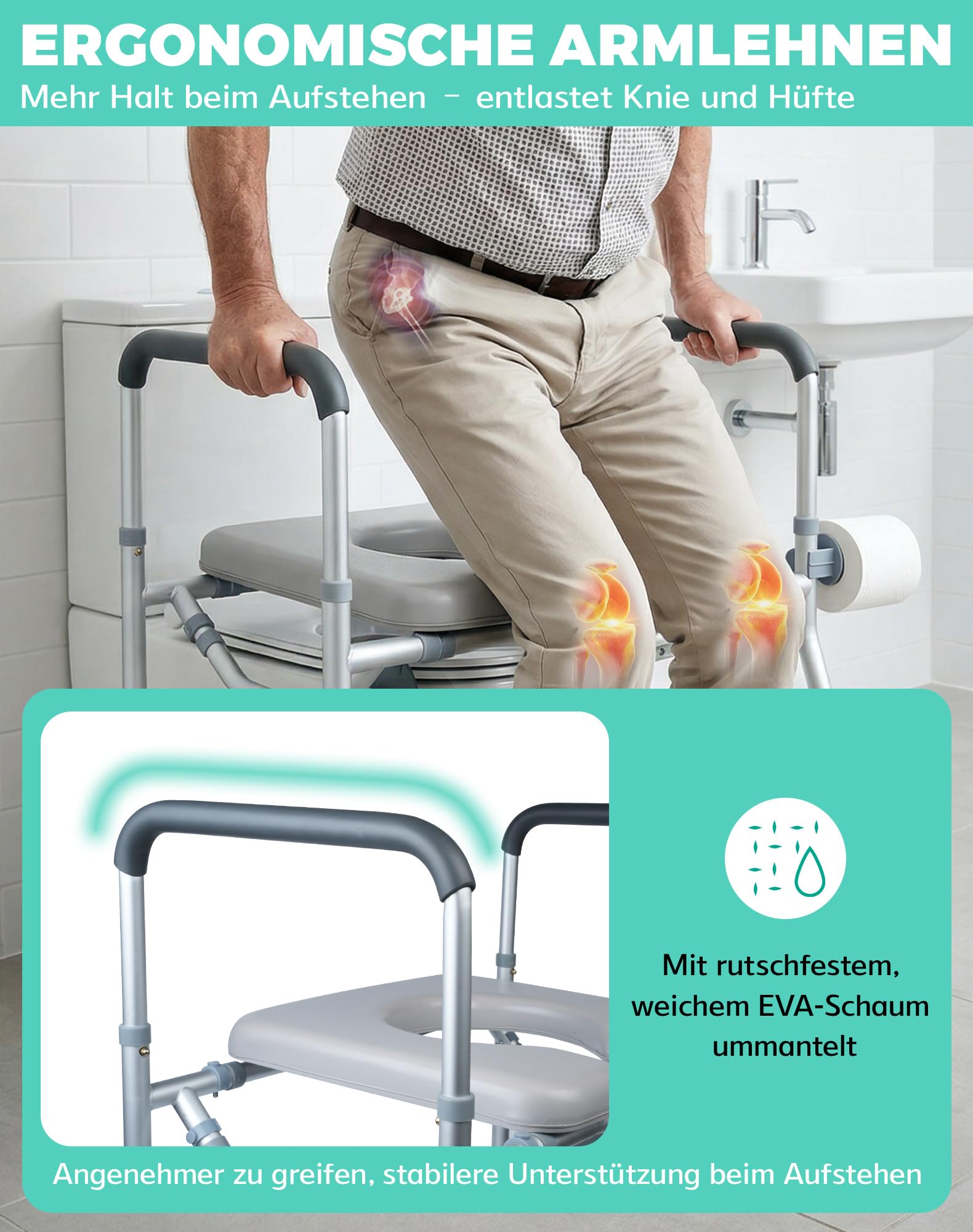 Rialzo per sedile WC con braccioli