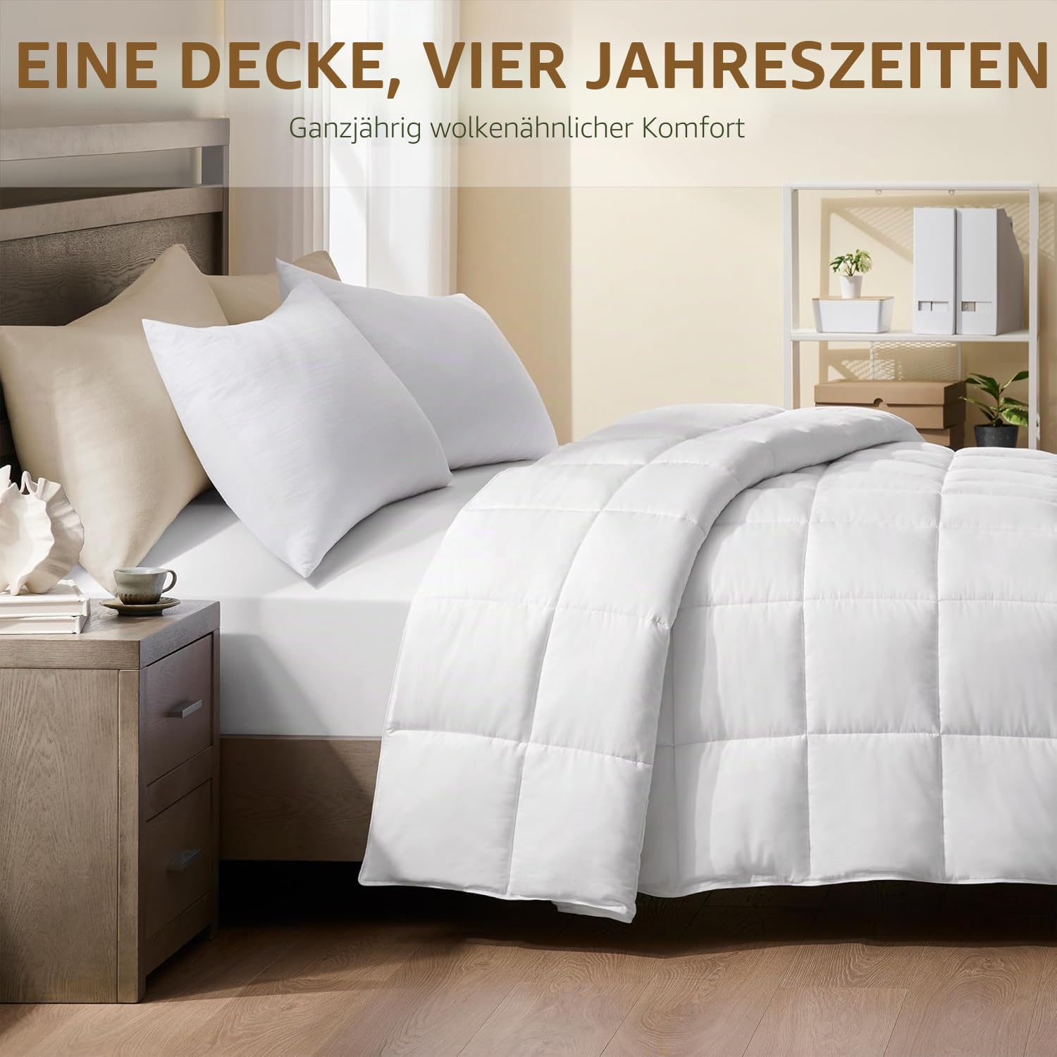 ACCURATEX 250GSM Bettdecke mit 100% Baumwollbezug, Ganzjahresdecke 240×220 | Daunenalternative Füllung, leichte & atmungsaktive Sommerdecke, 8 Eckbänder, maschinenwaschbar