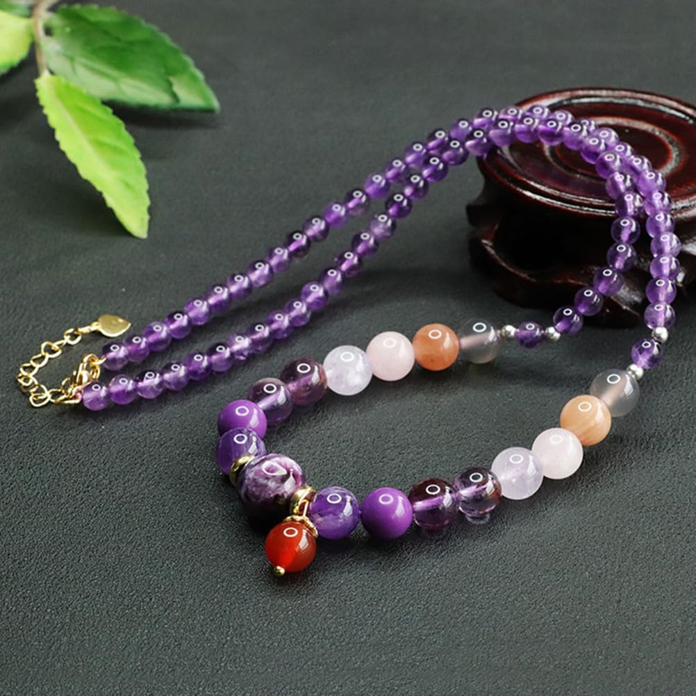 Collar con Colgante de Amatista Natural para Mujer, joyería de Cristal Morado auténtico con Cadena Ajustable, Embalaje Sencillo y Elegante