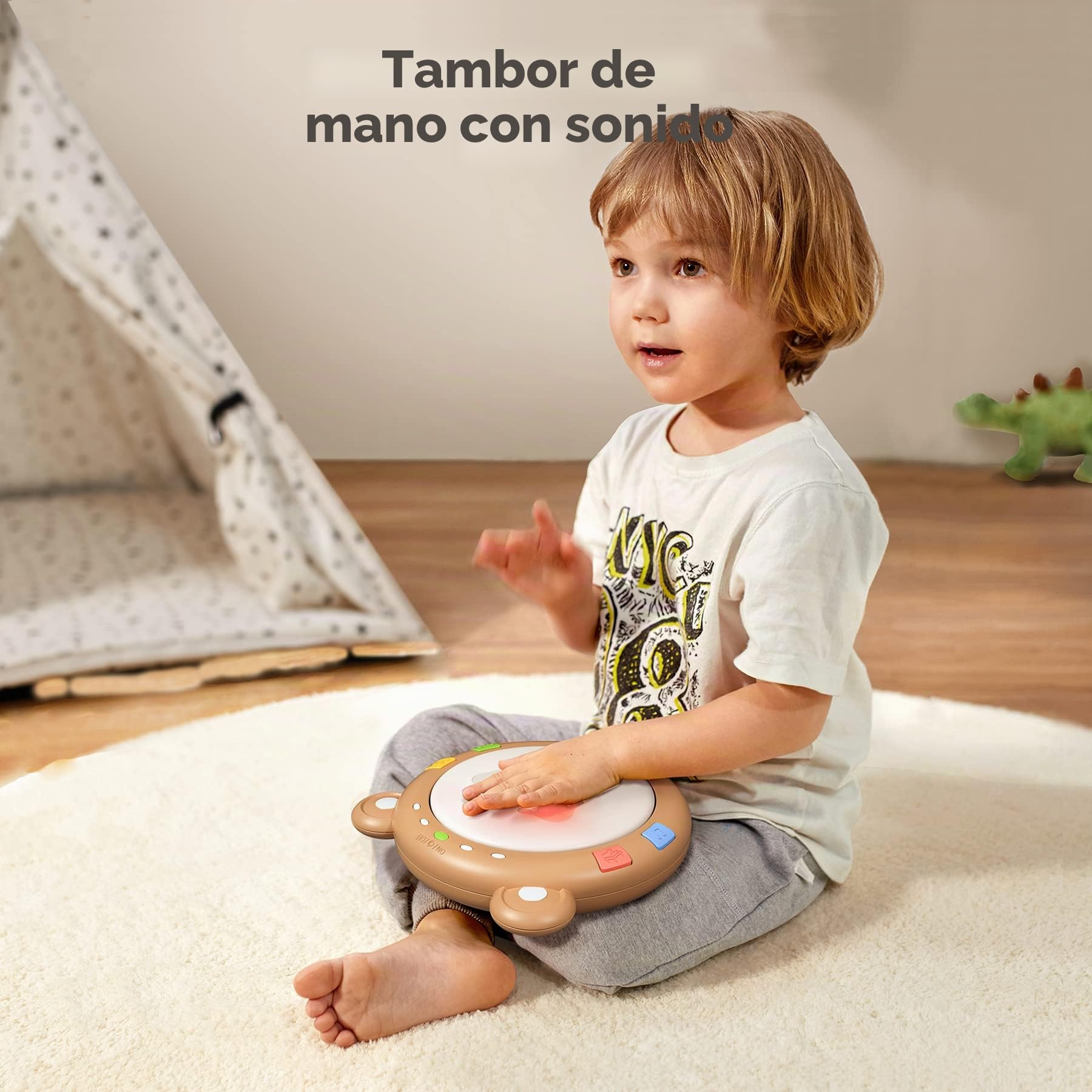 TUMAMA KIDS Juguetes Electrónicos Musicales para Bebés, Educación Temprana, Tambor Iluminado, Instrumentos Musicales para Bebés, Juguete Sensorial para Bebés, Juguetes Musicales