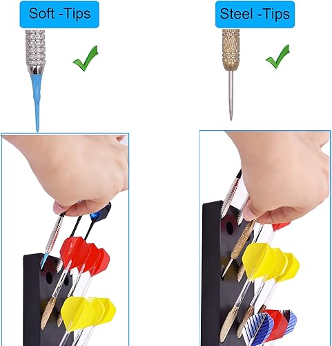Miniatura 4 de YYST Soporte de dardos de mano, soporte y cadillo, ligero, sostiene 15 dardos de acero o punta suave en la mano
