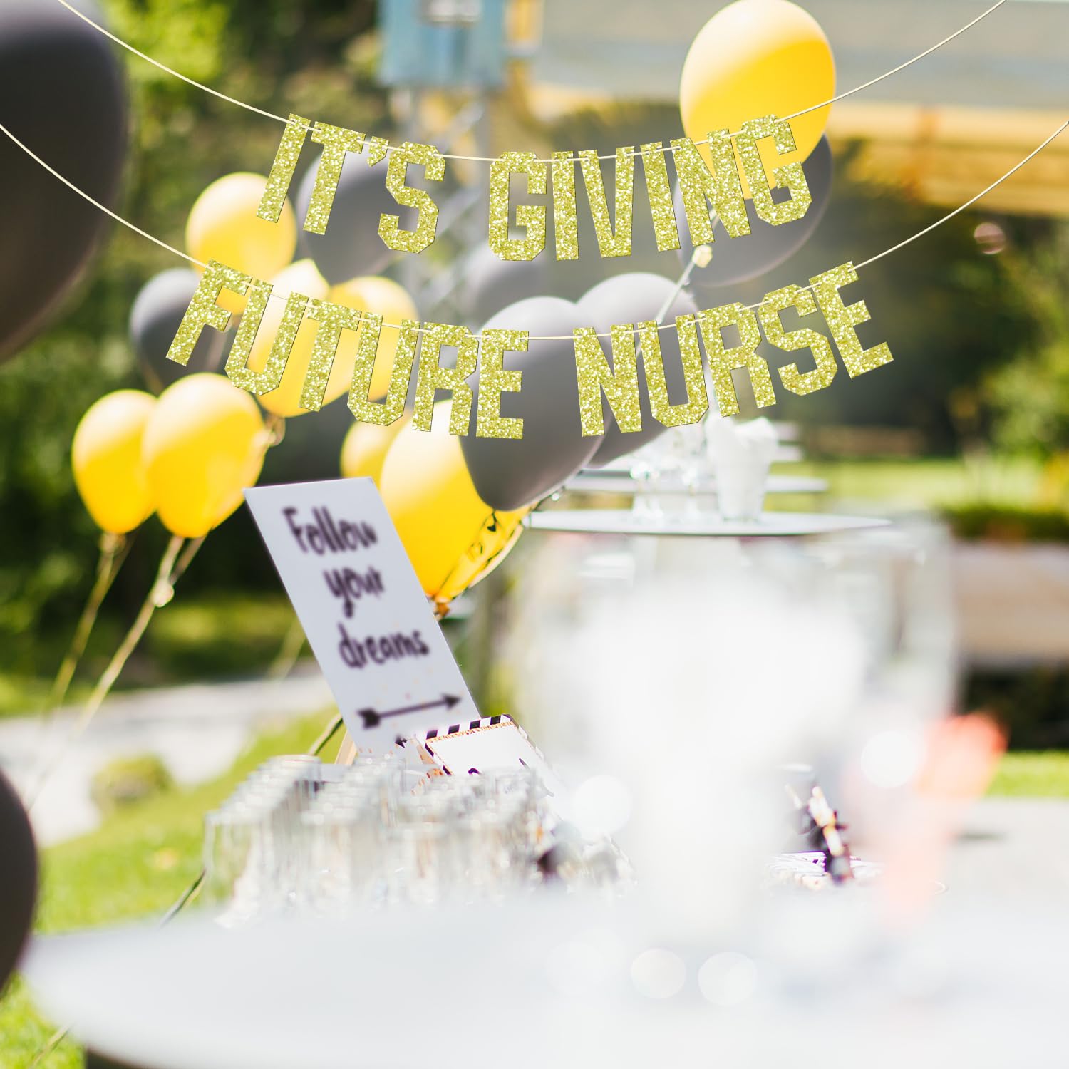 WeBenison Future Nurse Party Banner – Gold-Glitzer Abschlussdeko Für Medizinische Abschlussfeiern, Krankenpflege-Party, Wunderschöne Papier-Girlande