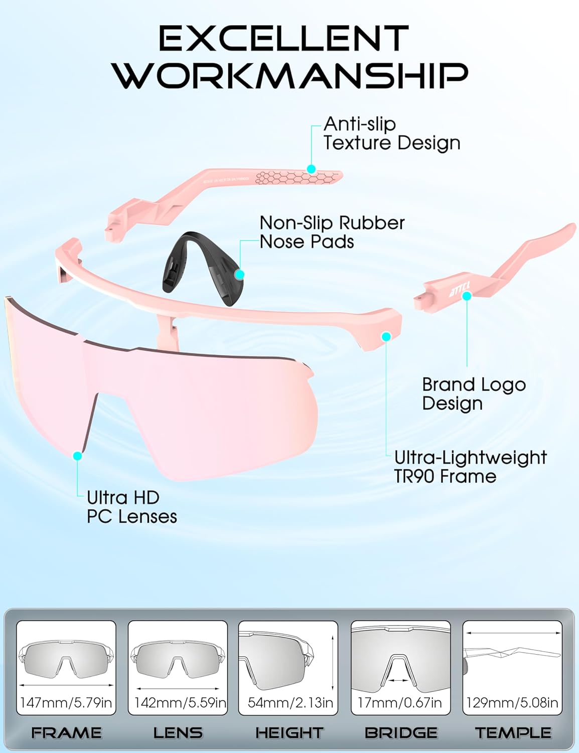 ATTCL Sports Sunglasses for Men Women: UV400 Protection Running Sunglasses Wrap Around Glasses for Cycling Baseball Fishing