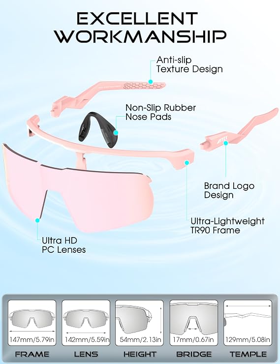 ATTCL Lightweight Running Sunglasses Women Men Wrap Around UV400 Sports