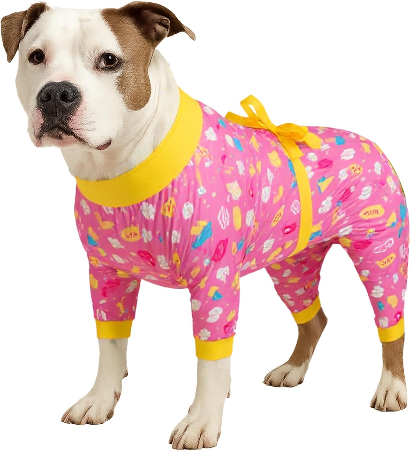 UV Protection Dog Pajamas for Large Dogs – Pink Treats Print UV Protection Dog Pajamas for Large Dogs – Pink Treats Print