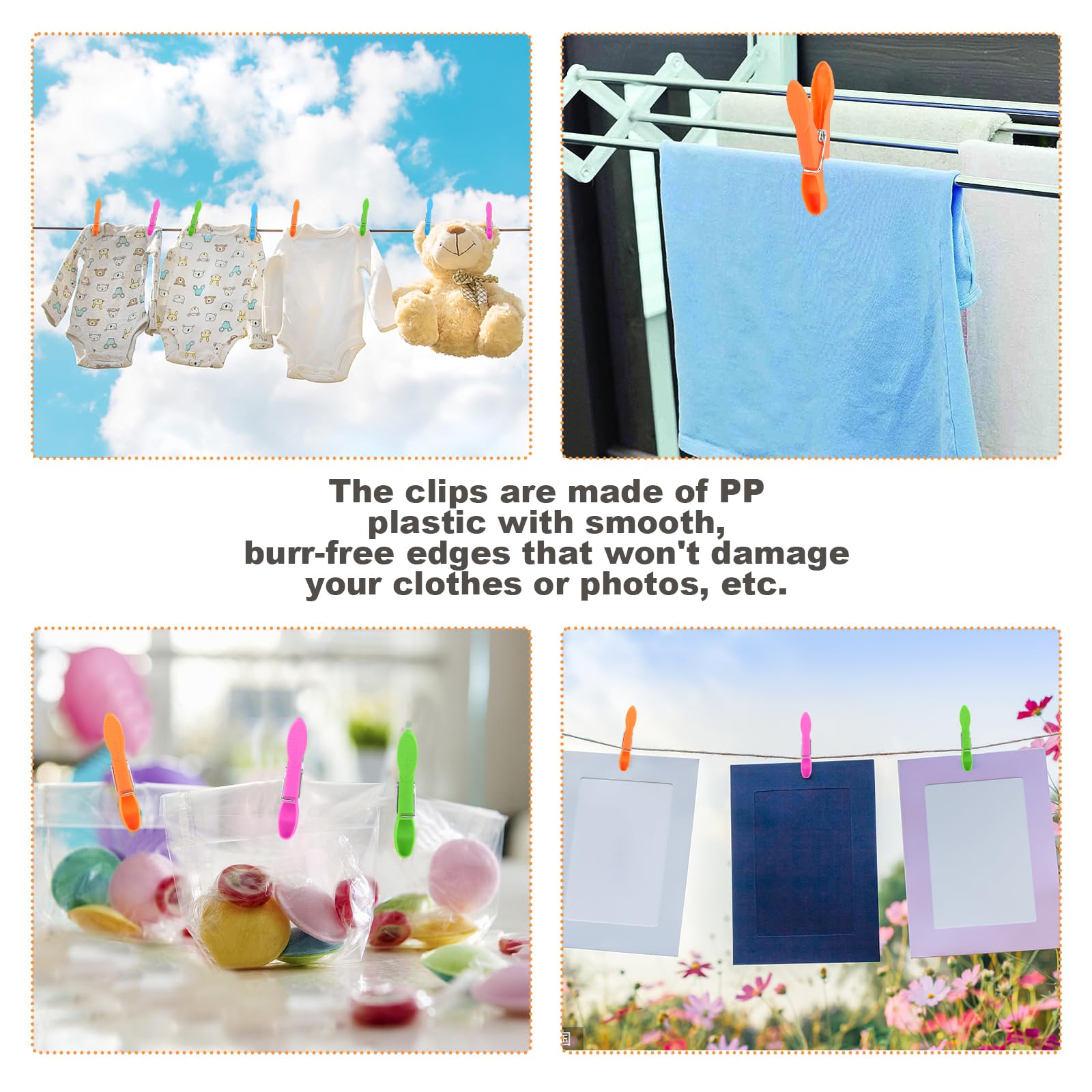 60 Pcs Clothes Pegs, Non Slip Clothes Clips Spring Clothespins with Storage Bag - Image 3