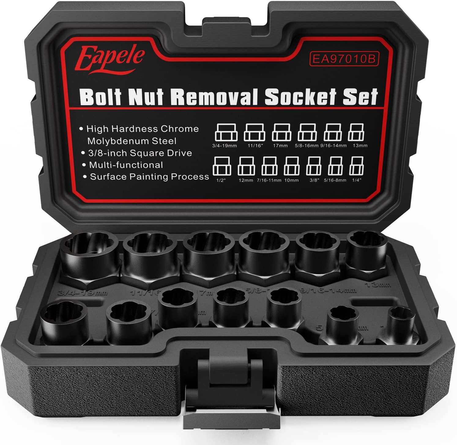 Eapele Impact Bolt Nut Removal Extractor Socket Tool Set (13pcs)