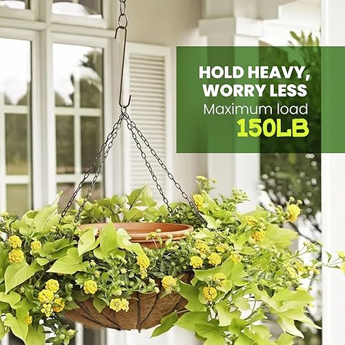 Miniatura 2 de Paquete de 6 ganchos en forma de S resistentes, ganchos grandes de metal fuerte marrón para colgar plantas o artículos grandes como plantas en