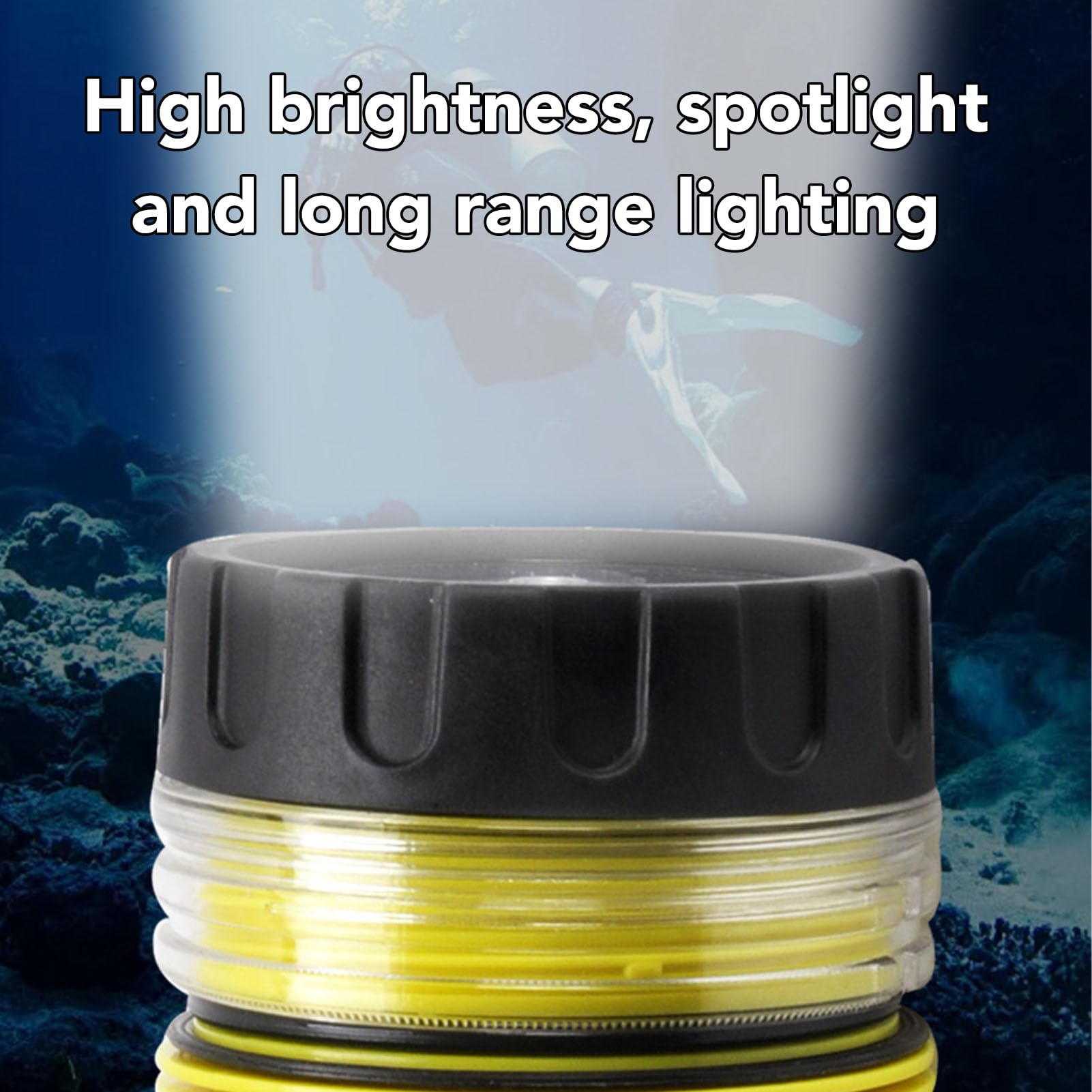 Torcia Subacquea Torcia Sommergibile a LED Ultra Luminosa Impermeabile per Immersioni in Campeggio Giallo