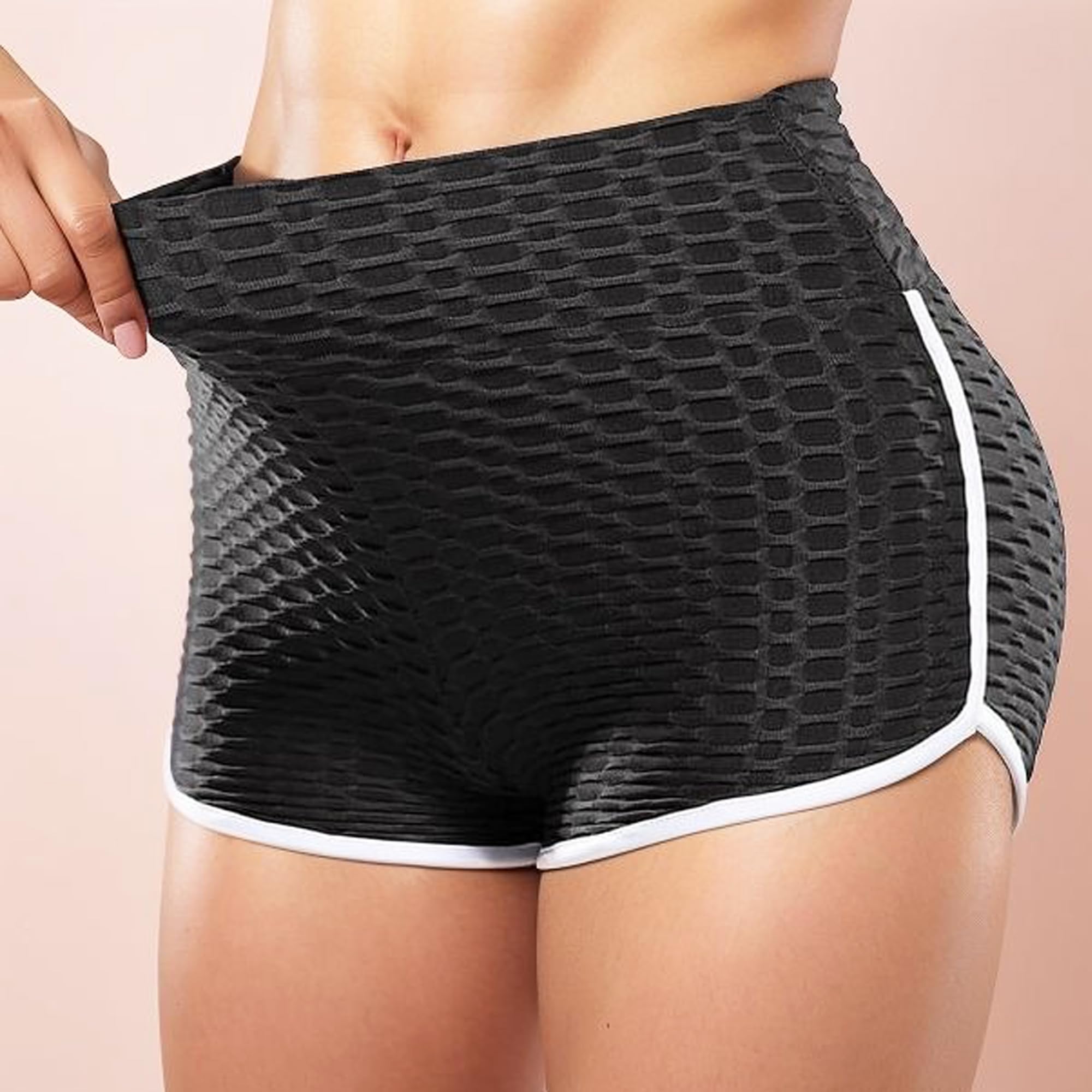 Women High Wasit Booty Shorts Workout Tights Ruched Butt Lift Yoga Legging Pants: X-Large Style3-black