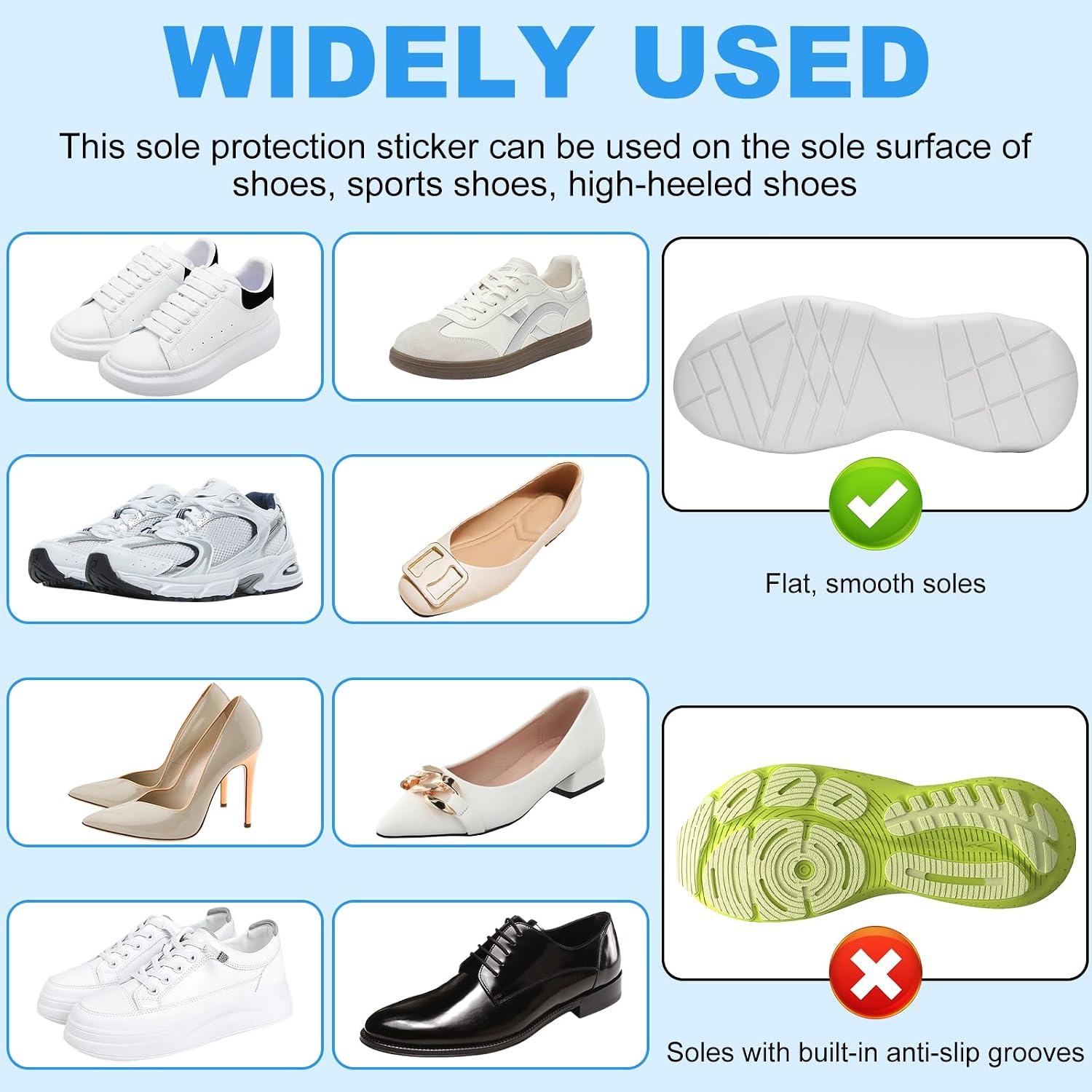 Clear Shoe Sole Protector Kit - 19.8 * 5.9 Inch Upgraded Transparent Shoe Sole Guard, Clear Shoe Bottom Protector, 2 Pack Anti-Slip Self-Adhesive Anti-Weare Heel Protectors for Athletic/Dress Shoes