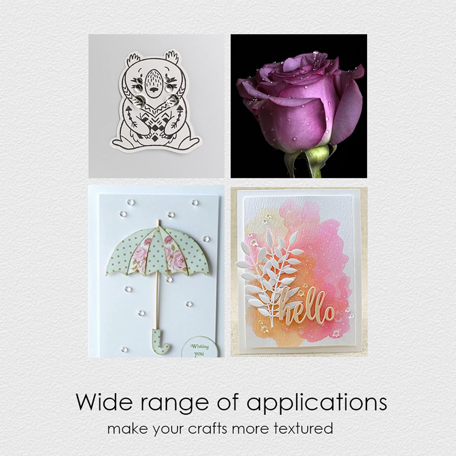 Vitalizart 1200pcs Clear Water Dewdrop Droplets Adhesive Beads Resin Cabochons Water Embellishments for DIY Paper Craft Card Making Decor Scrapbooking Accessories