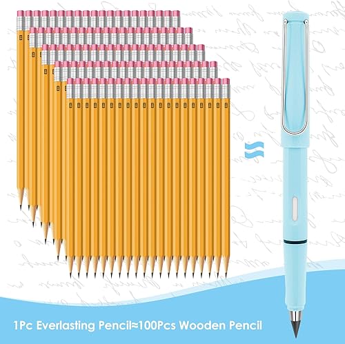 Miniatura 2 de simarro 5 lápices eternos, lápiz Everlast con borrador y puntas de repuesto, lápices reutilizables sin tinta eternos, lápiz de escritura ilimitado