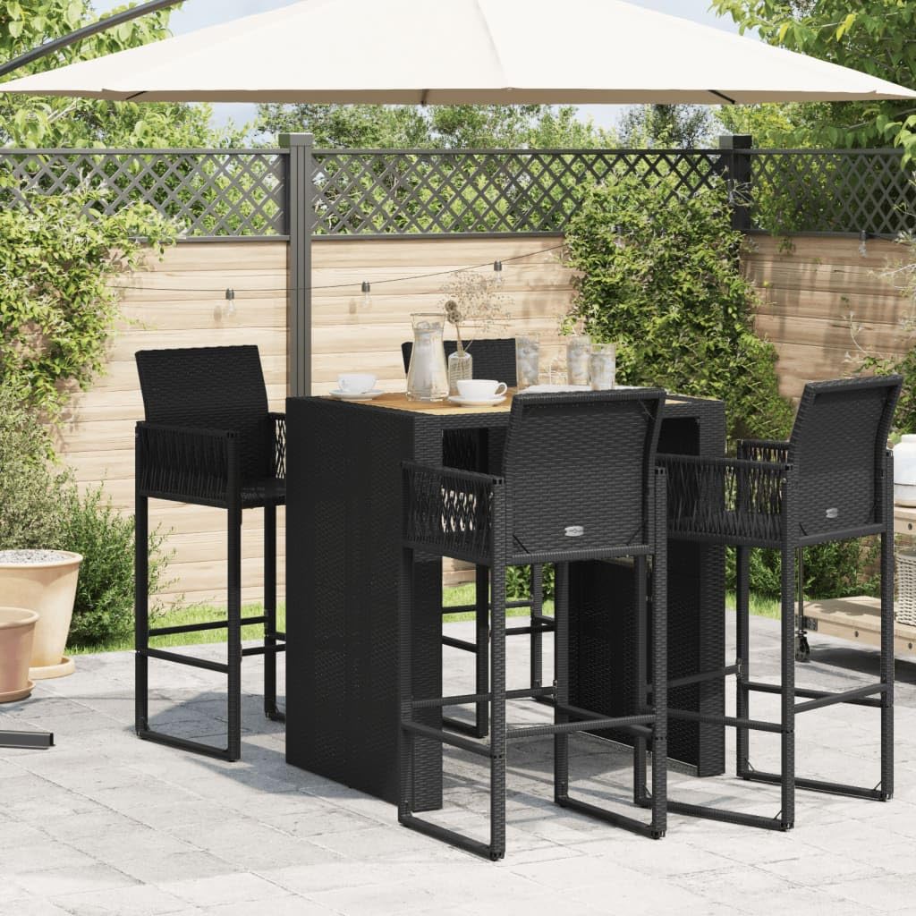 Table de Bar de Jardin en Bois Acacia Résine Tressée