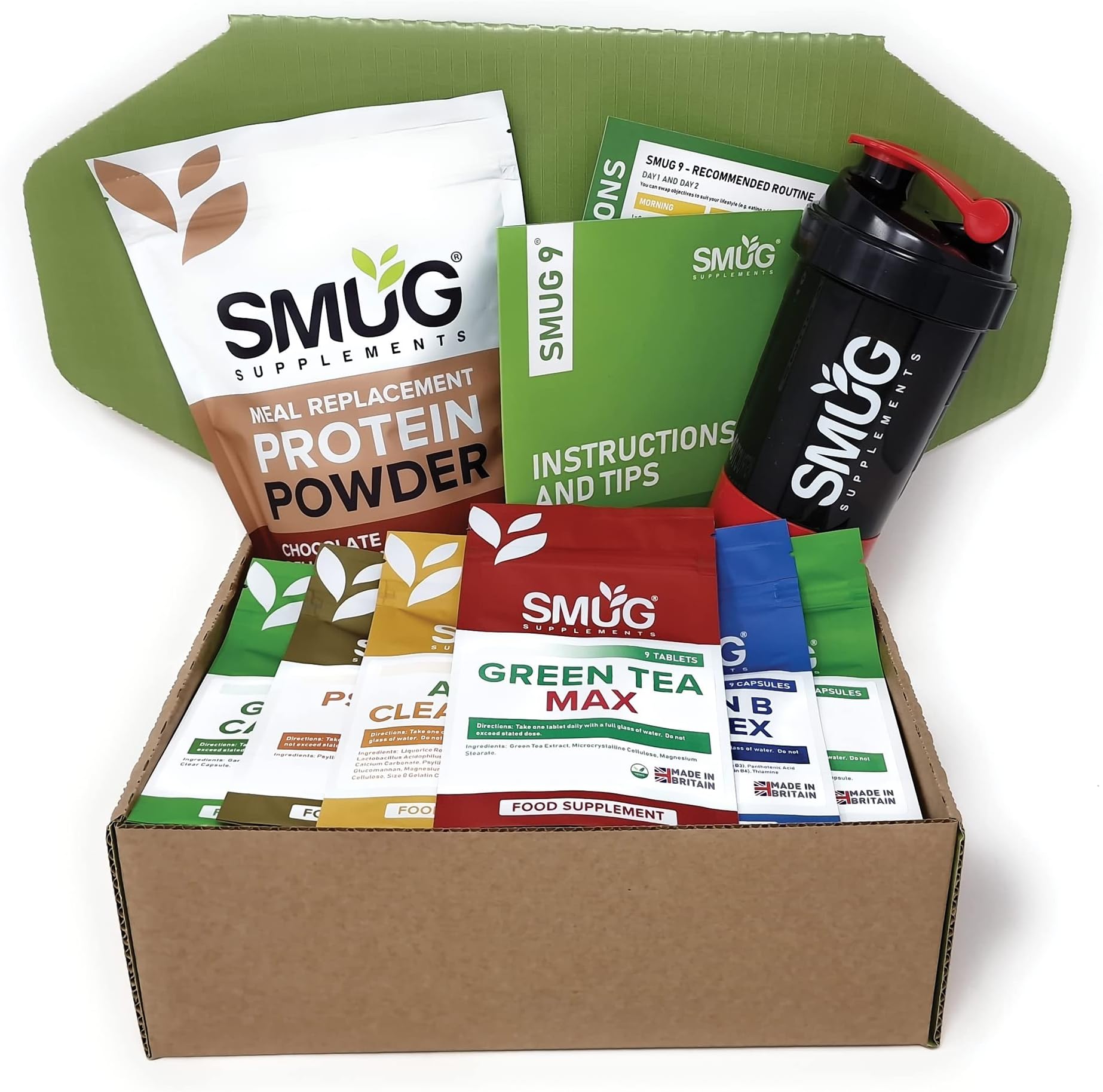 9 Day Diet and Detox Package by SMUG Supplements - Weight Loss Plan with Green Tea, Garcinia Cambogia, Active Blend, Aloe Vera, Psyllium Husk and Low Calorie Protein Powder (Chocolate Deluxe)
