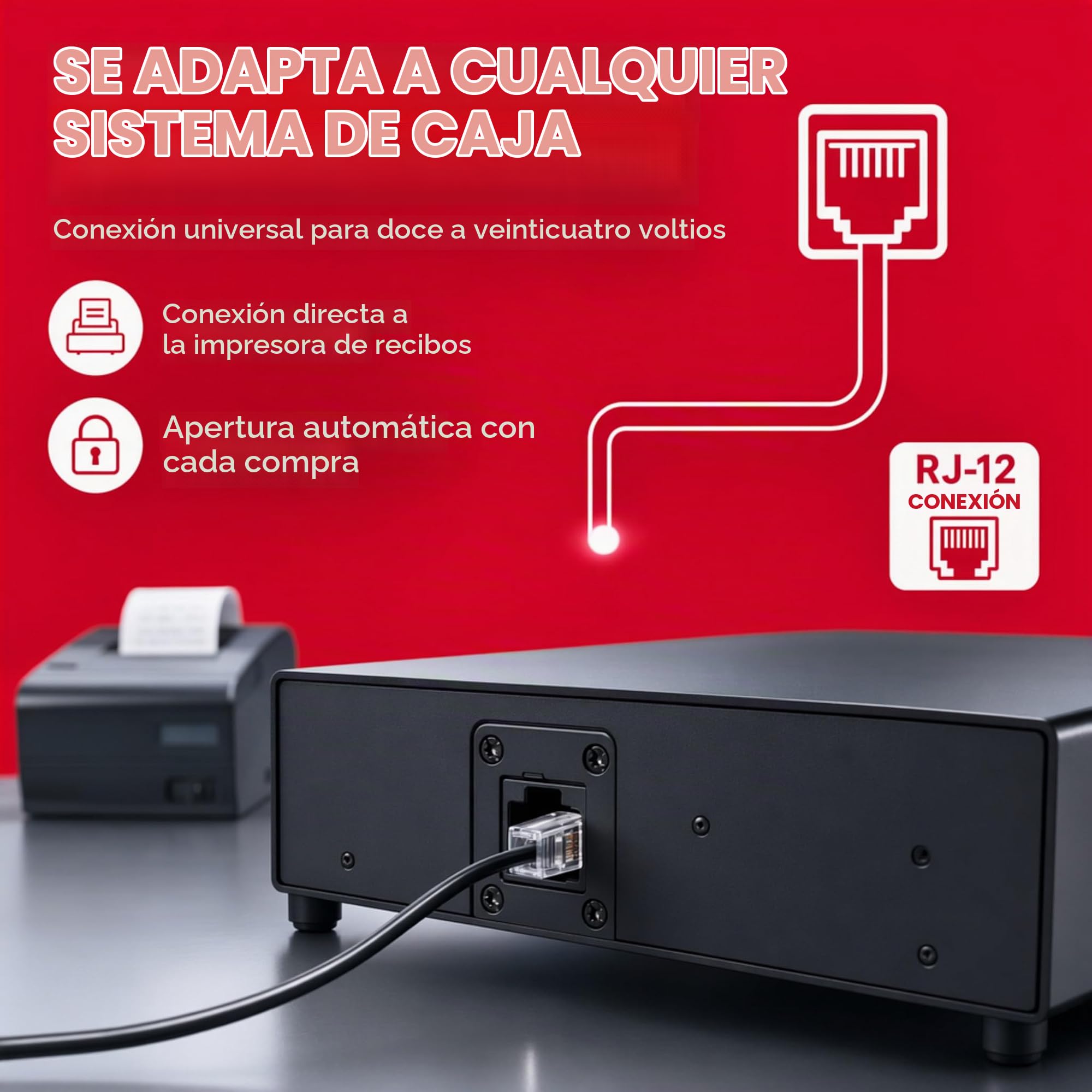 Olympia MD 335C - Cajón de efectivo con 4 compartimentos para billetes y 8 para monedas - Conector RJ-12 12-24V inverso. Caja registradora sólida de 36,8 x