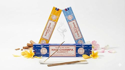 Miniatura 5 de Satya Sai Baba Nag Champa Agarbatti, 250 gramos de varillas de incienso enrolladas a mano de alta calidad para purificación, relajación
