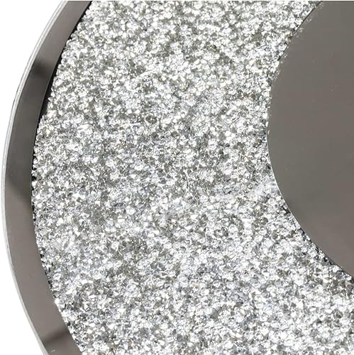 Miniatura 3 de Cargador redondo relleno de cristal, único, dramático, servidor de plato de cena con espejo de vidrio, para mesas de comedor formales, eventos,