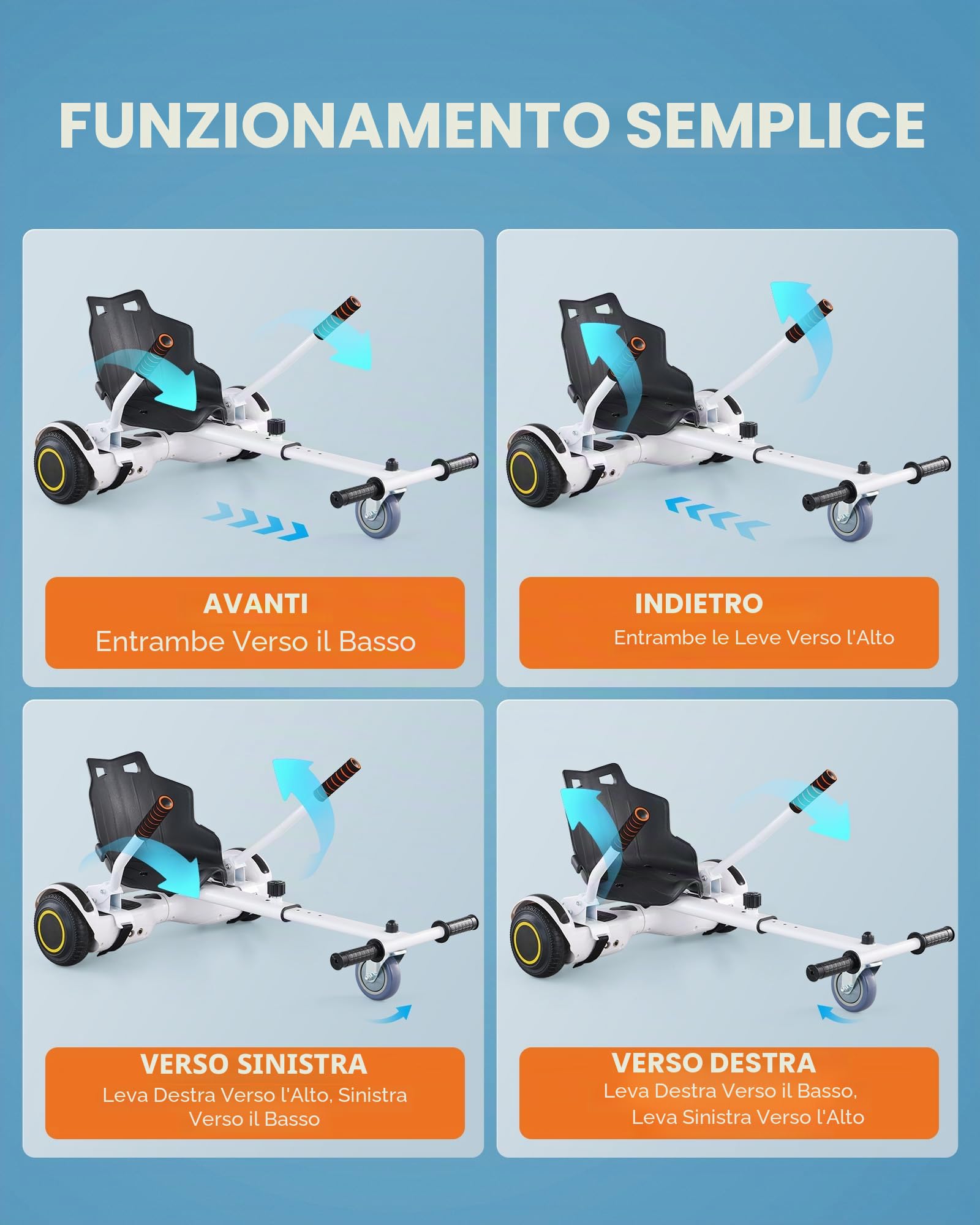 CO-Z Go-Kart Hovercart Regolabile per Hover Balance Board da 16.5 cm 20.3 cm 24.5 cm, Gyro Kart Monopattino Elettrico Accessori di Scooter a Bilanciamento Automatico