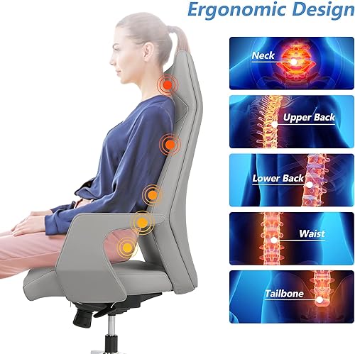 Miniatura 5 de LUCKYERMORE Silla de oficina con respaldo alto para el hogar, silla de oficina moderna tapizada de poliuretano de altura ajustable, almohadilla