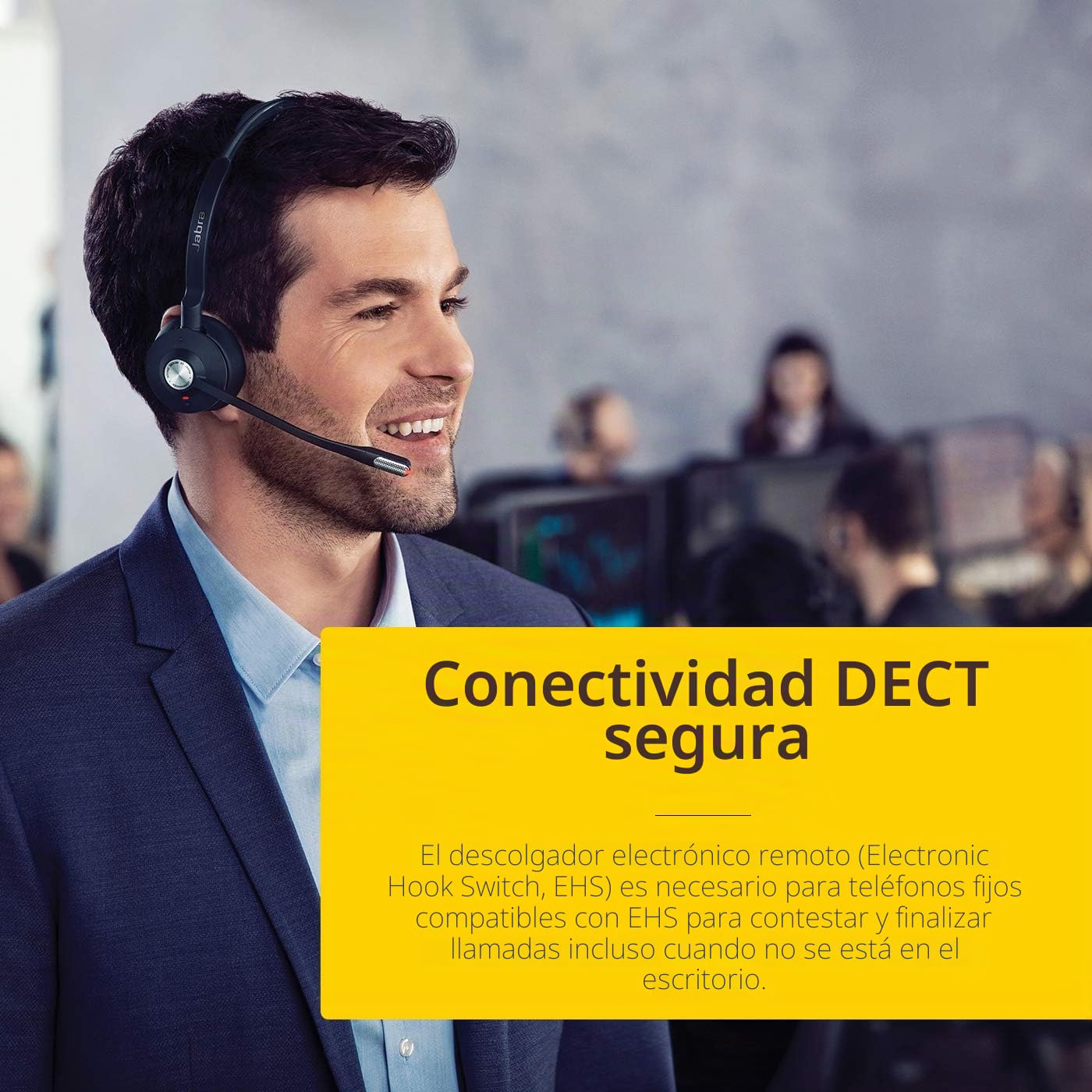 Jabra Engage 75 On-Ear DECT - Auriculares inalámbricos certificados para Skype para Empresas - para teléfonos de Escritorio y softphones - Negro - Versión para la UE (Reacondicionado)