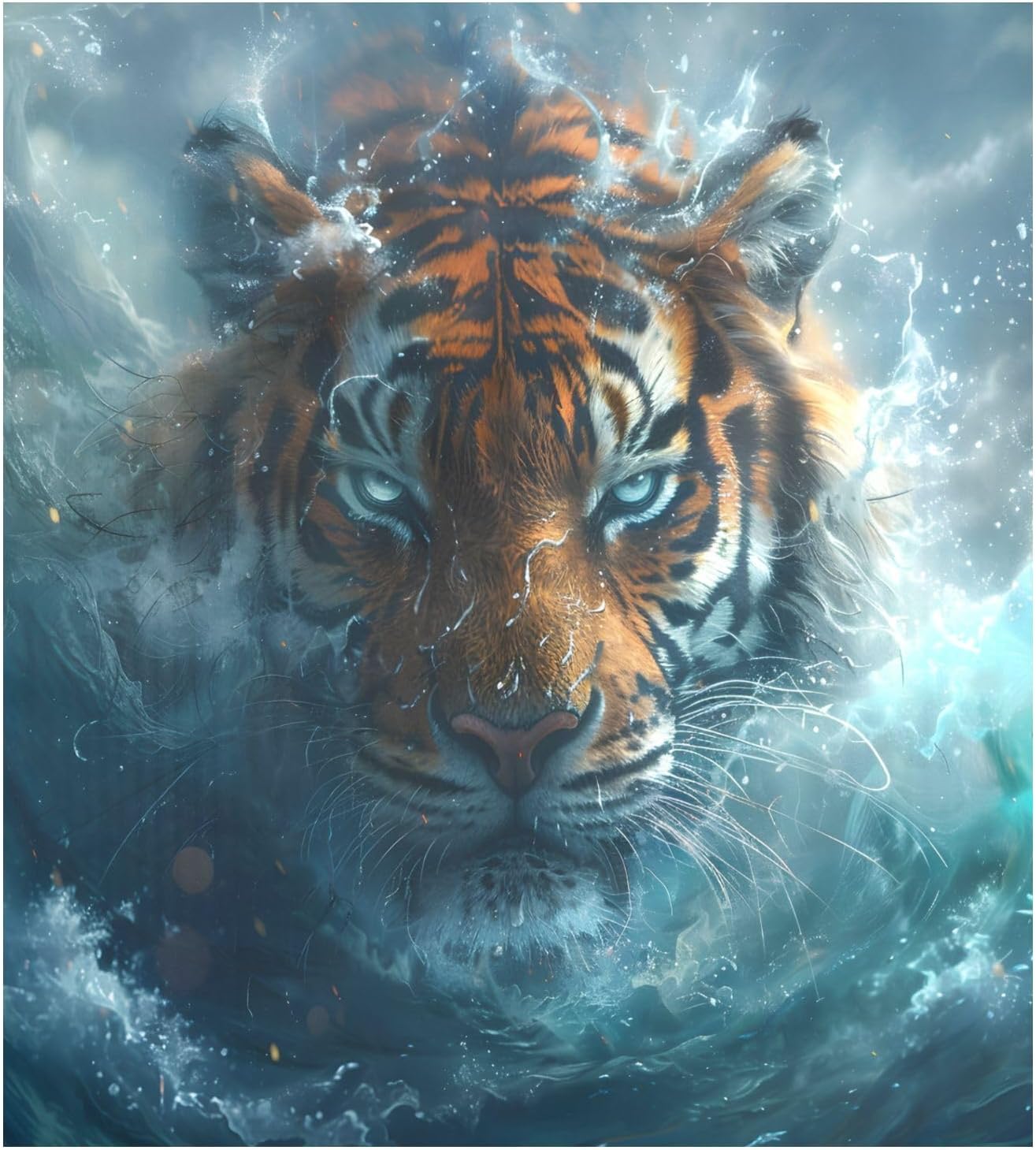 Dishwasher Magnet Cover Large Magnetic Stickers Tiger Waves Front Dishwasher Cover for Home Kitchen Refrigerator Decorative Lid