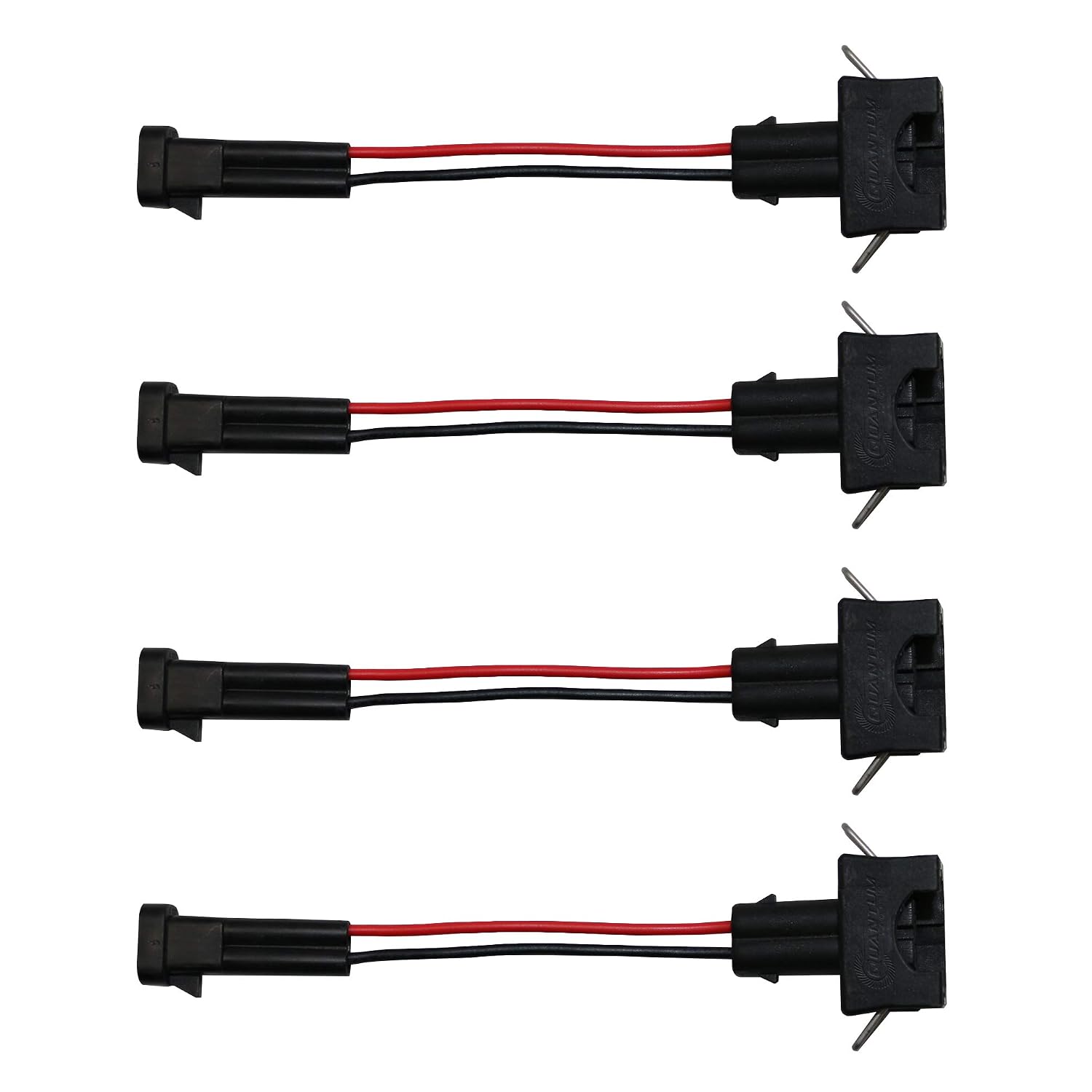 QFS Fuel Injector Adapter Connectors, EV1 (Female) to Delphi/Multec 2 (Male), Plug-and-Play Wiring for LS Swaps & Custom EFI, 4-Pack