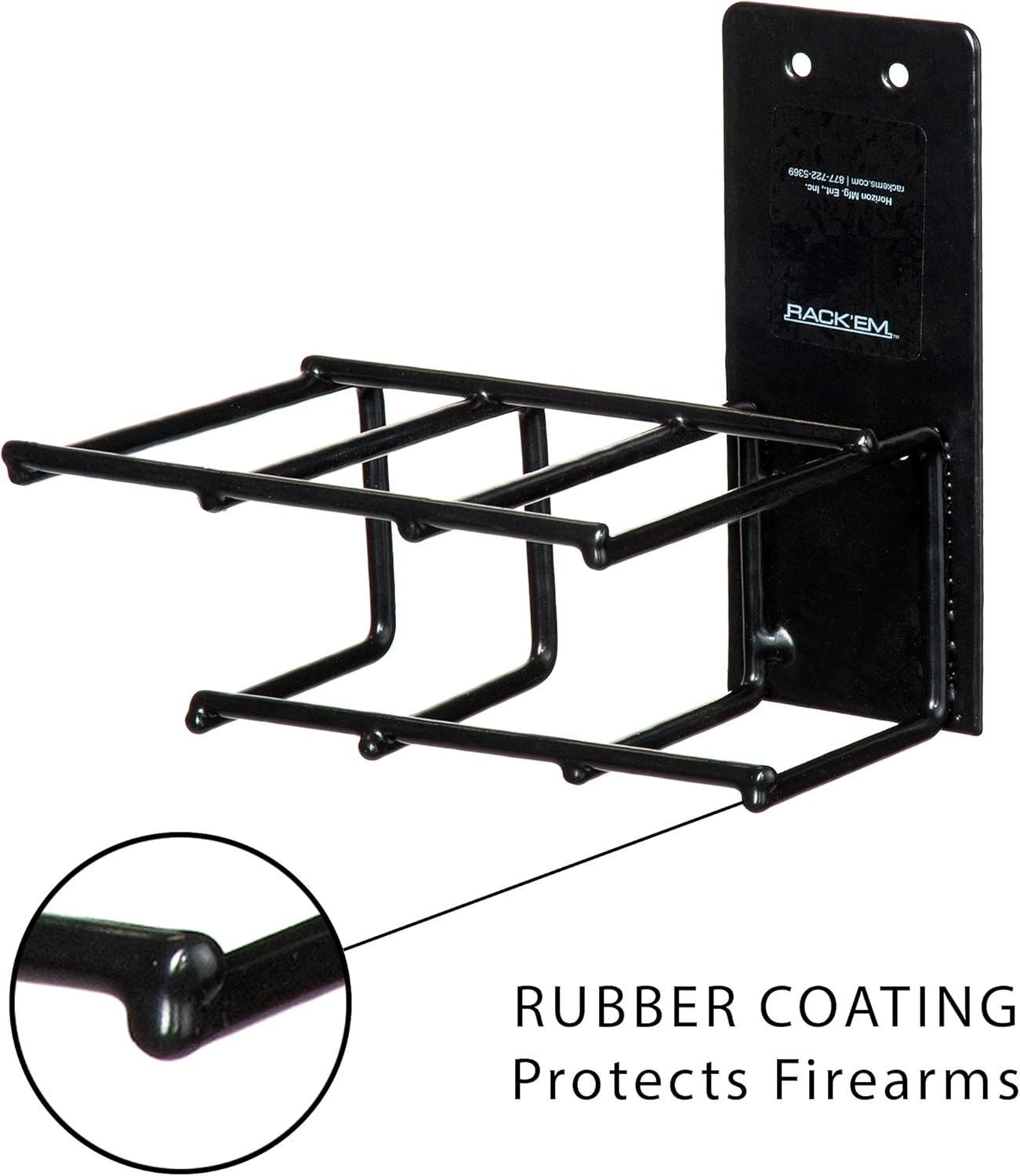 Rack'Em Gun Racks - Wall Mount Pistol Rack - Gun Safe Rack - Indoor Handgun Storage Hooks - 3,4,5 Firearm Holsters - Heavy Duty Coated Steel