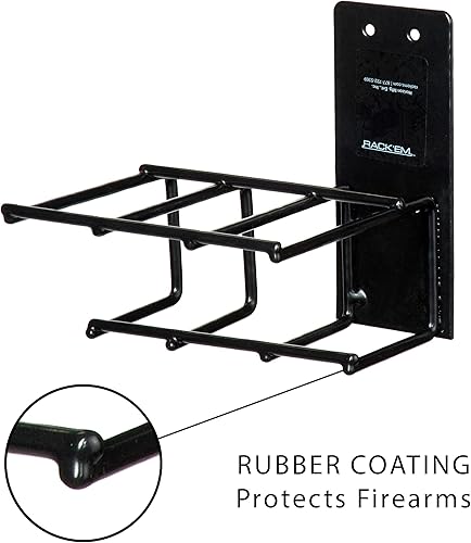 Miniatura 4 de Rack'em Bastidores para armas de montaje en pared, estante seguro para pistolas, ganchos de almacenamiento para armas de fuego para interiores,