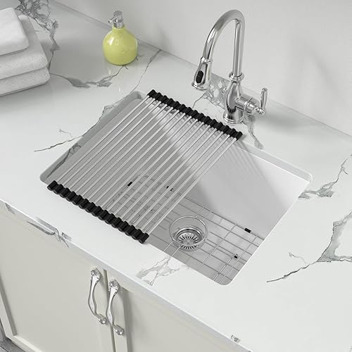 Miniatura 80 de Sarlai Fregadero de cocina negro de 18 x 18 pulgadas, fregadero de estación de trabajo de preparación de barra de 18 x 18 pulgadas, fregadero