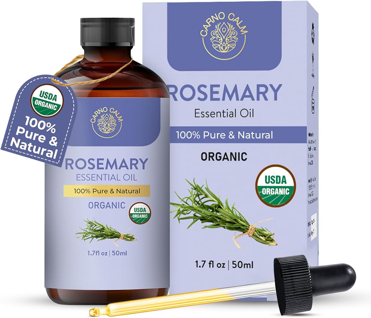 Rosemary Essential Oil | USDA Certified Organic Rosemary Oil for Hair and Skin | Aromatherapy & Diffuser | 1.7 fl. Oz