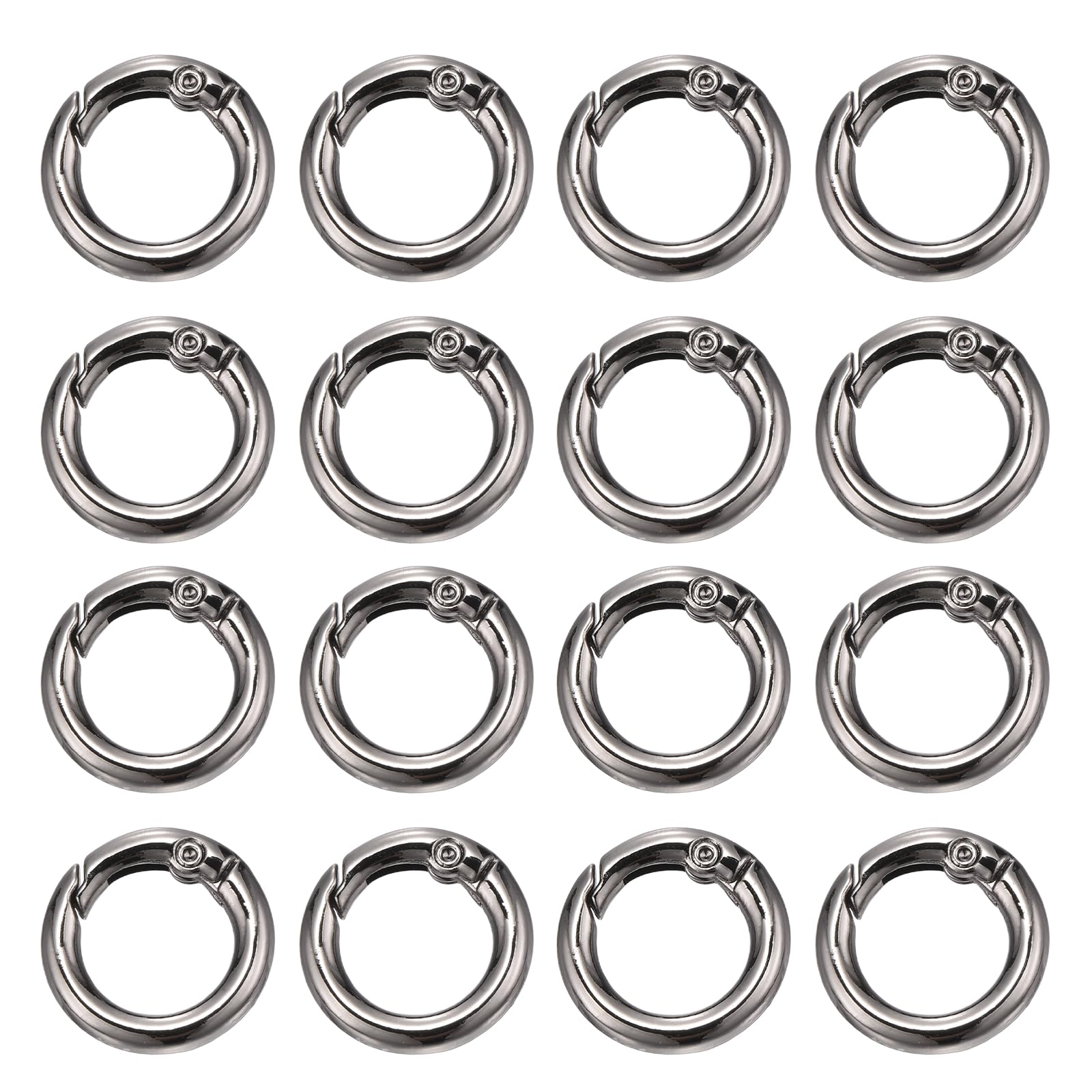 PATIKIL 7 Pcs Metal Spring O Rings, 0.8"/19.5mm Trigger Spring O Ring Round Clips Snap Hooks Rack Plating for Keyring Buckle Keychains Bag Charm Purse Handbag Strap DIY Craft, Dark Gray