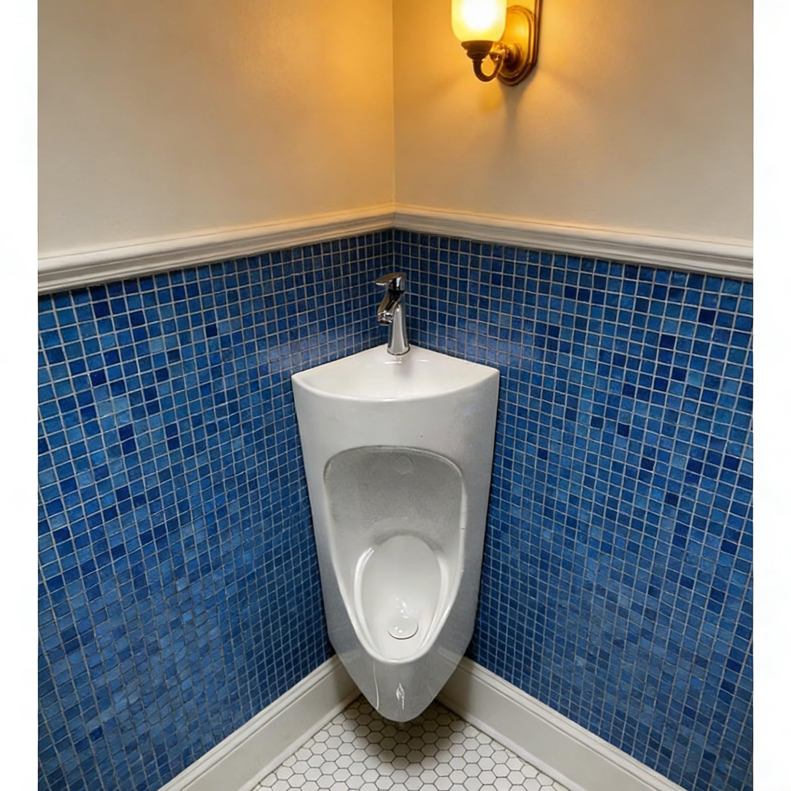 Urinario de pared para hombre con lavabo, urinarios de esquina de cerámica fáciles de limpiar para hombres, para garaje/sótano/escuelas/estudio
