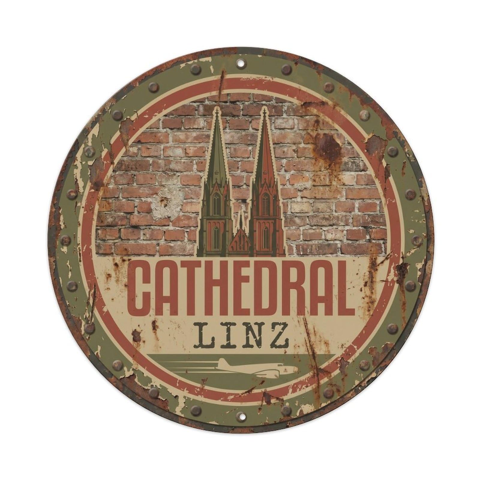Vintage Travel Cathedral Austria Artwork Metal Tin Sign Plaque Wall Decor for Cafe, Club, Garden Round Metal Poster 8x8Inch