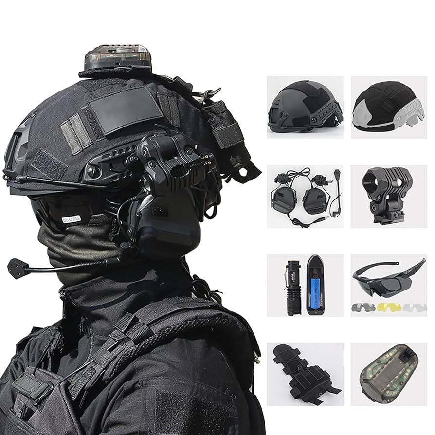 FAST HELMET ブラック マイク付き Ops-core Fast Fast Tactical Helmet With NVG Mount And Side